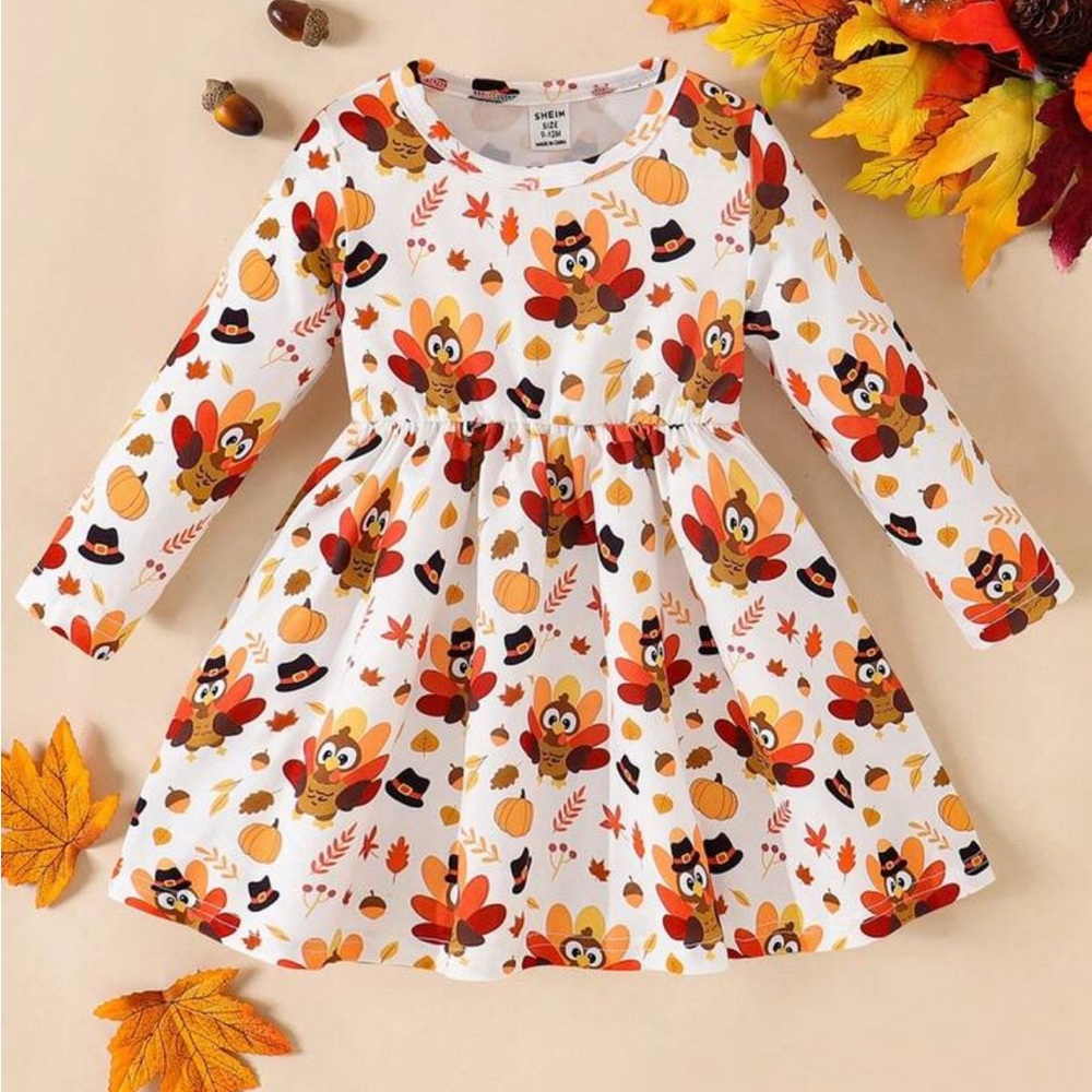 Cute Fall Themed Dress with Owl and Pumpkin Print